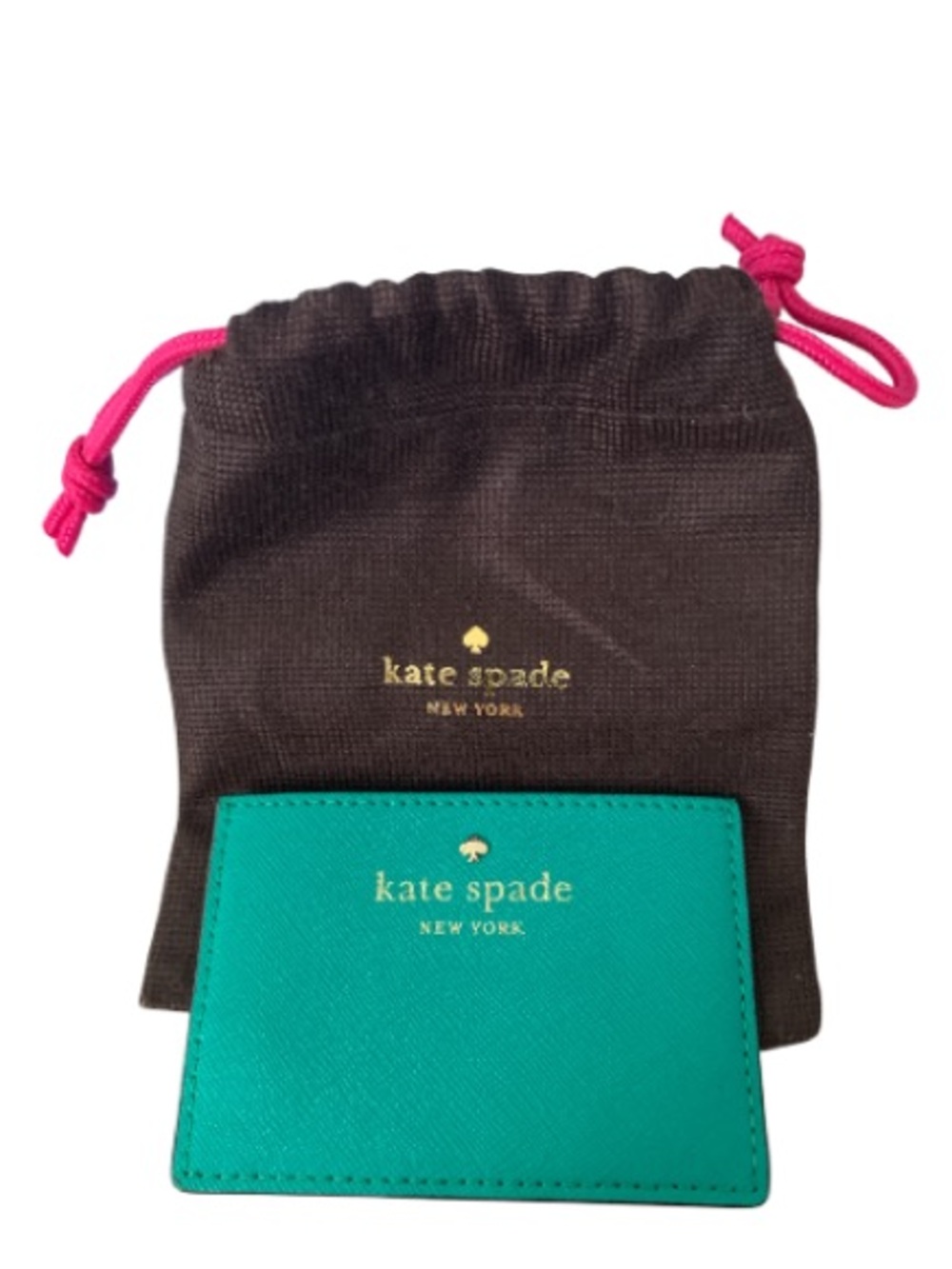 Kate Spade Teal Saffiano Card Holder + Dust Bag